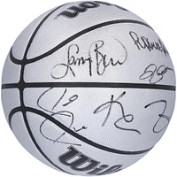 Boston Celtics Legends Autographed Wilson 75th Anniversary Platinum Basketball with 6 Signatures including Larry Bird, Kevin Garnett & Kevin McHale