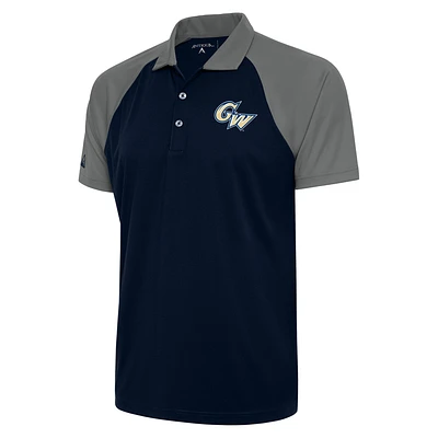 Men's Antigua  Navy/Steel George Washington University Nova Polo