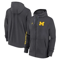 Men's Jordan Brand Anthracite Michigan Wolverines 2024 Sideline Full-Zip Hoodie