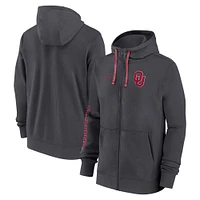 Men's Jordan Brand Anthracite Oklahoma Sooners 2024 Sideline Full-Zip Hoodie