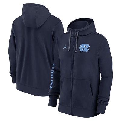 Men's Jordan Brand Navy North Carolina Tar Heels 2024 Sideline Full-Zip Hoodie