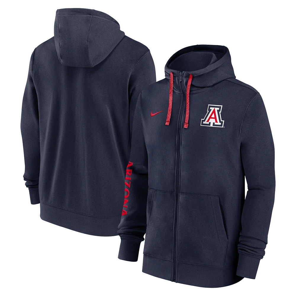 Men's Nike Navy Arizona Wildcats 2024 Sideline Full-Zip Hoodie