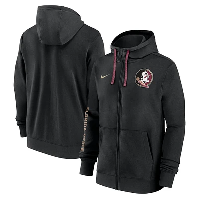 Men's Nike Black Florida State Seminoles 2024 Sideline Full-Zip Hoodie