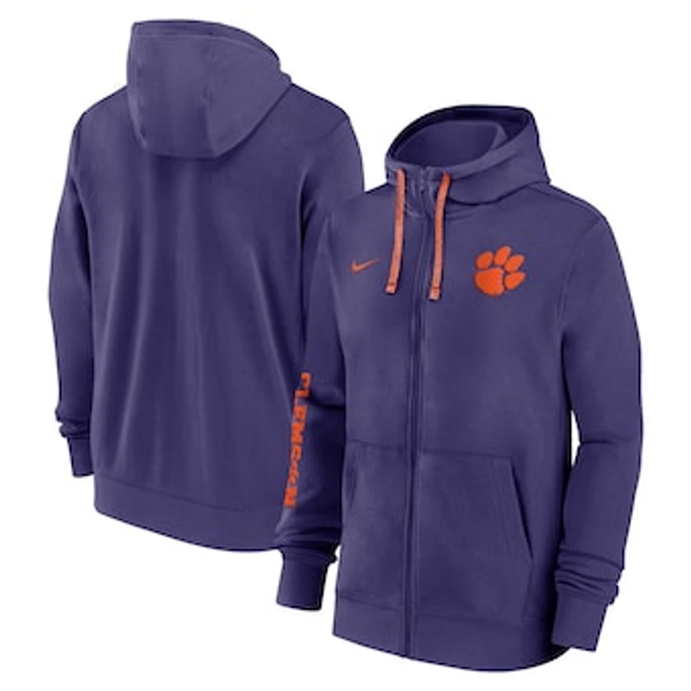 Men's Nike Purple Clemson Tigers 2024 Sideline Full-Zip Hoodie