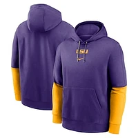 Men's Nike Purple/Gold LSU Tigers 2024 Sideline Club Pullover Hoodie