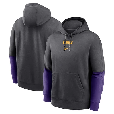 Men's Nike Anthracite/Purple LSU Tigers 2024 Sideline Club Pullover Hoodie