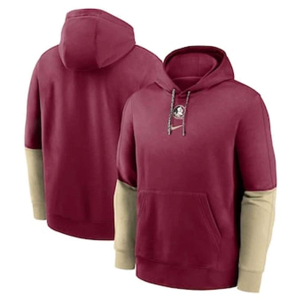 Men's Nike Garnet/Gold Florida State Seminoles 2024 Sideline Club Pullover Hoodie