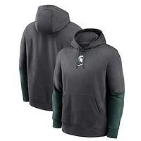 Men's Nike Anthracite/Green Michigan State Spartans 2024 Sideline Club Pullover Hoodie