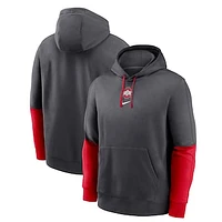 Men's Nike Anthracite/Scarlet Ohio State Buckeyes 2024 Sideline Club Pullover Hoodie