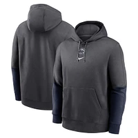 Men's Nike Anthracite/Navy Penn State Nittany Lions 2024 Sideline Club Pullover Hoodie