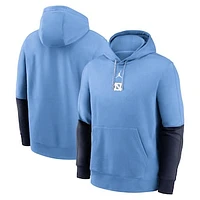 Men's Jordan Brand Navy/Light Blue North Carolina Tar Heels 2024 Sideline Club Pullover Hoodie