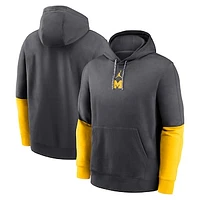 Men's Jordan Brand Anthracite/Maize Michigan Wolverines 2024 Sideline Club Pullover Hoodie