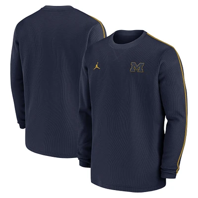 Men's Jordan Brand Navy Michigan Wolverines 2024 Sideline Coaches Long Sleeve Top