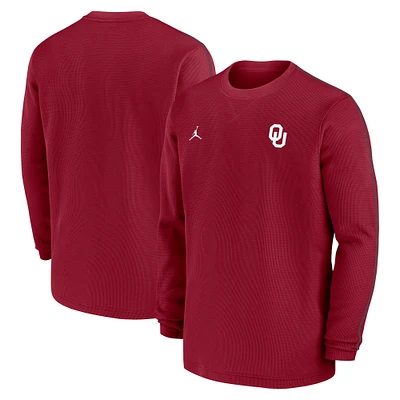 Men's Jordan Brand Crimson Oklahoma Sooners 2024 Sideline Coaches Long Sleeve Top