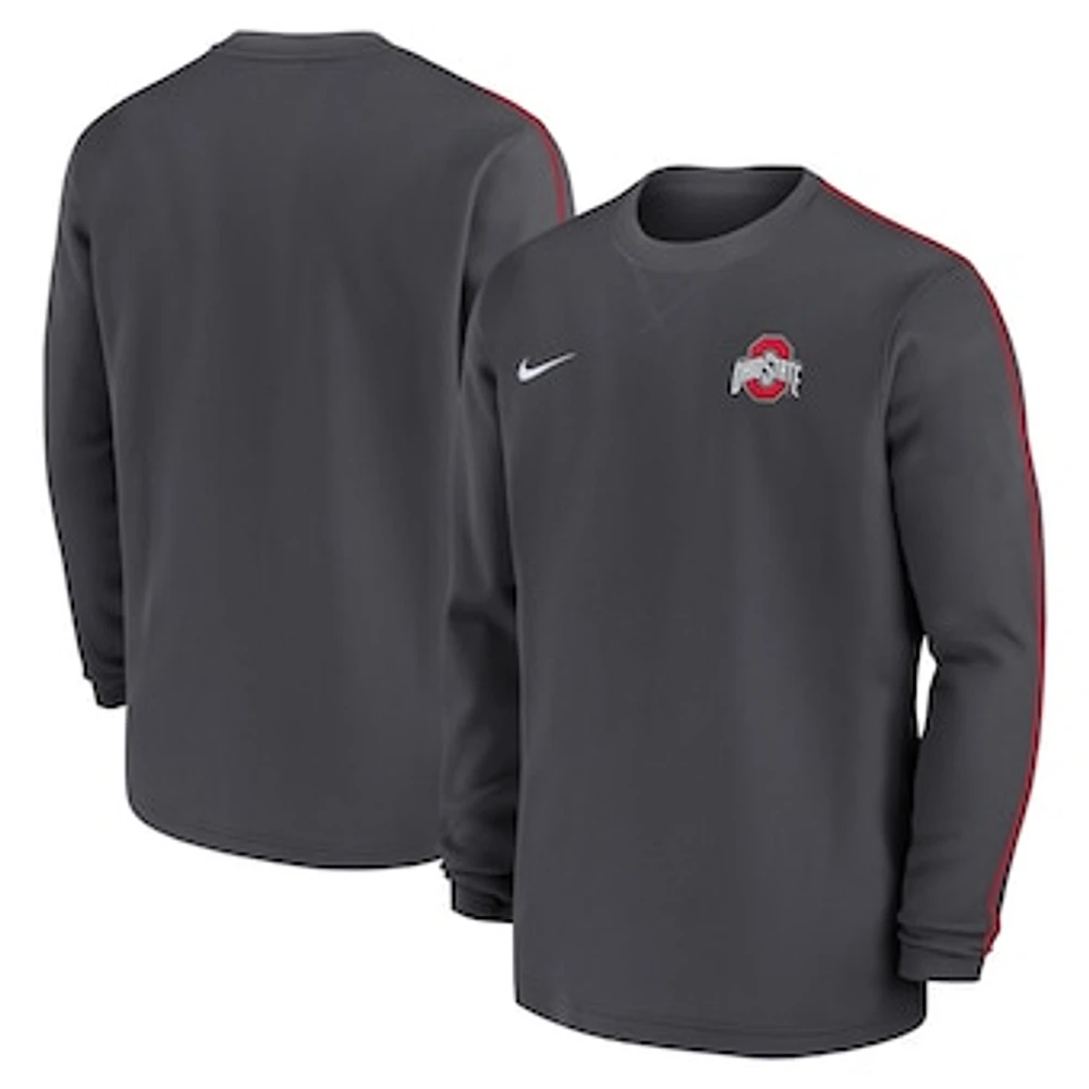 Men's Nike Anthracite Ohio State Buckeyes 2024 Sideline Coaches Long Sleeve Top