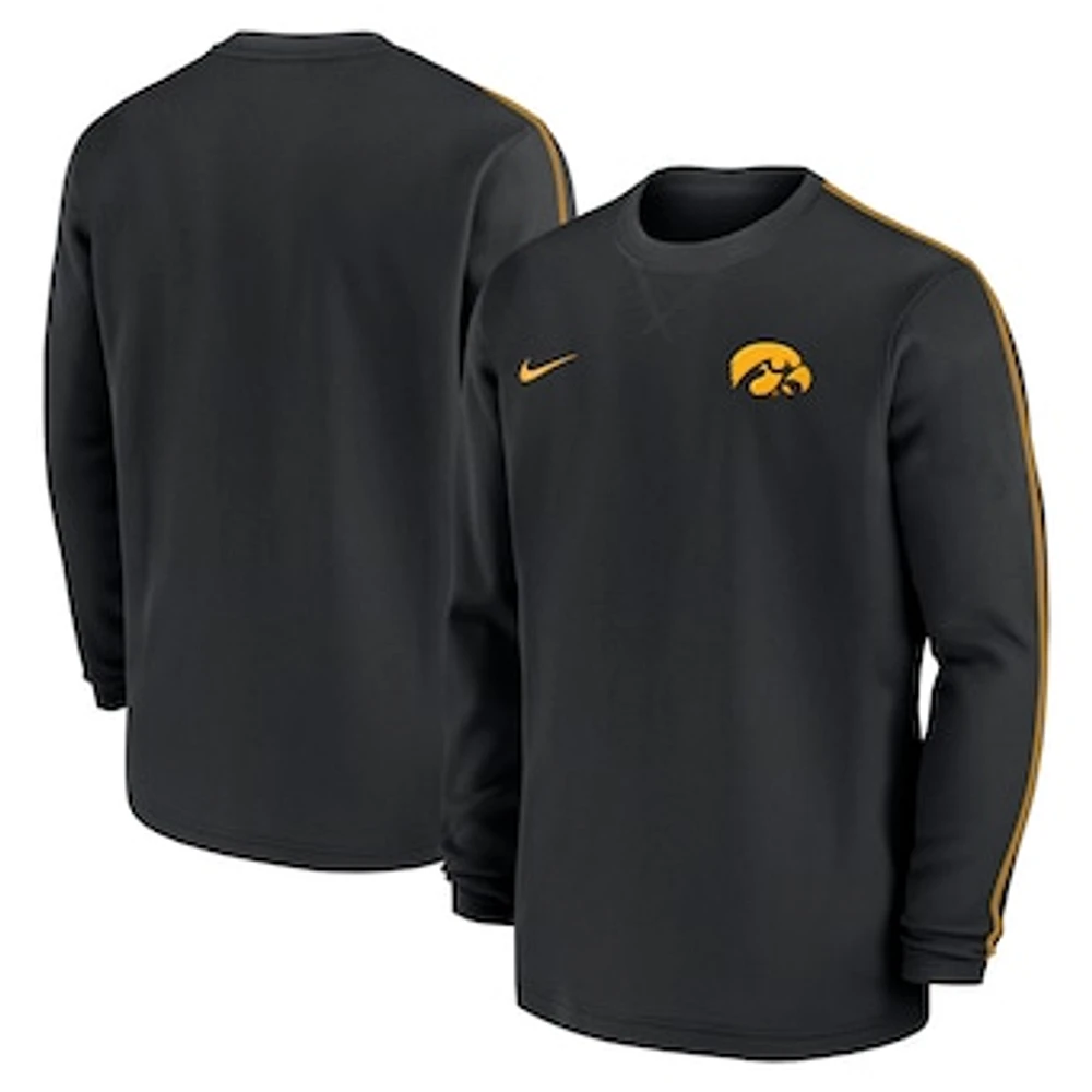 Men's Nike Black Iowa Hawkeyes 2024 Sideline Coaches Long Sleeve Top