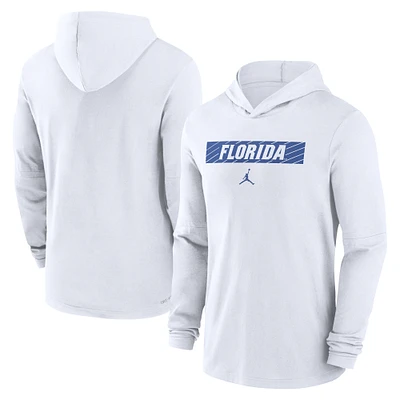 Men's Jordan Brand White Florida Gators 2024 Sideline Hoodie Performance Long Sleeve T-Shirt