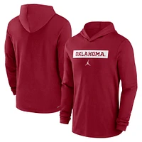 Men's Jordan Brand Crimson Oklahoma Sooners 2024 Sideline Hoodie Performance Long Sleeve T-Shirt