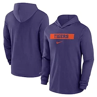 Men's Nike Purple Clemson Tigers 2024 Sideline Hoodie Performance Long Sleeve T-Shirt