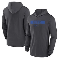 Men's Nike Anthracite Duke Blue Devils 2024 Sideline Hoodie Performance Long Sleeve T-Shirt