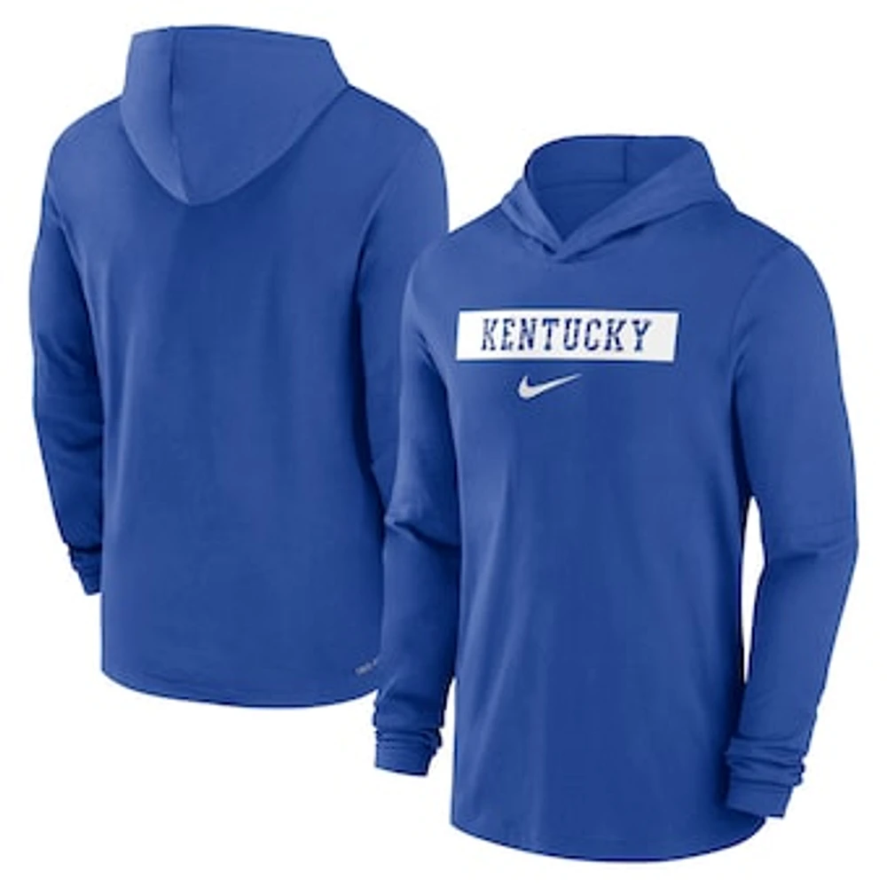 Men's Nike Royal Kentucky Wildcats 2024 Sideline Hoodie Performance Long Sleeve T-Shirt