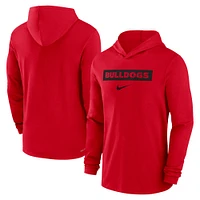 Men's Nike Red Georgia Bulldogs 2024 Sideline Hoodie Performance Long Sleeve T-Shirt