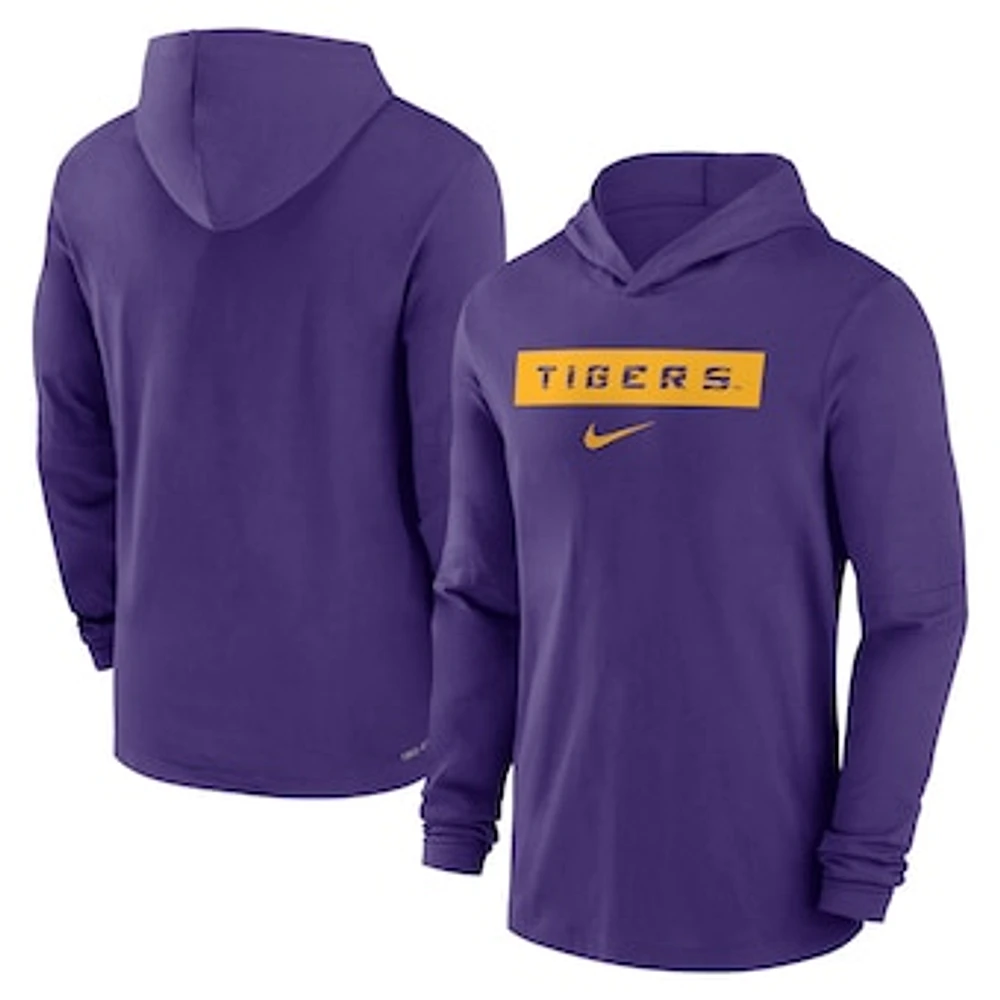 Men's Nike LSU Tigers 2024 Sideline Hoodie Performance Long Sleeve T-Shirt