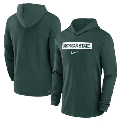 Men's Nike Michigan State Spartans 2024 Sideline Hoodie Performance Long Sleeve T-Shirt