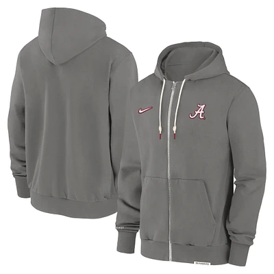 Men's Nike  Heather Gray Alabama Crimson Tide 2024 Sideline Player Performance Full-Zip Hoodie Sweatshirt