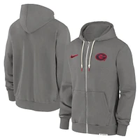 Men's Nike  Heather Gray Georgia Bulldogs 2024 Sideline Player Performance Full-Zip Hoodie Sweatshirt