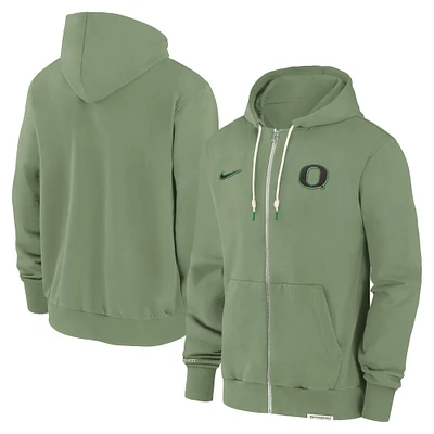 Men's Nike  Heather Green Oregon Ducks 2024 Sideline Player Performance Full-Zip Hoodie Sweatshirt