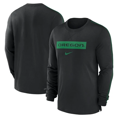 Men's Nike Black Oregon Ducks 2024 Sideline Player Tri-Blend Performance Long Sleeve T-Shirt