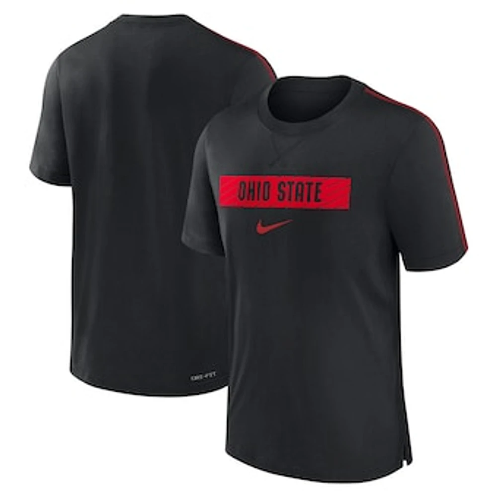 Men's Nike Black Ohio State Buckeyes 2024/25 Sideline Player Performance Tri-Blend T-Shirt