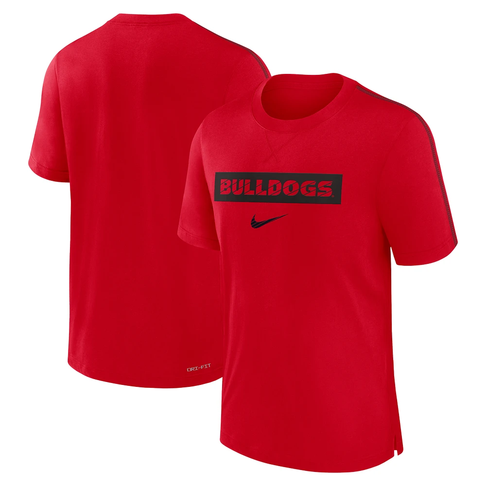 Men's Nike Red Georgia Bulldogs 2024/25 Sideline Player Performance Tri-Blend T-Shirt