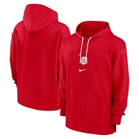 Men's Nike Scarlet Ohio State Buckeyes 2024/25 Sideline Jersey Performance Pullover Hoodie