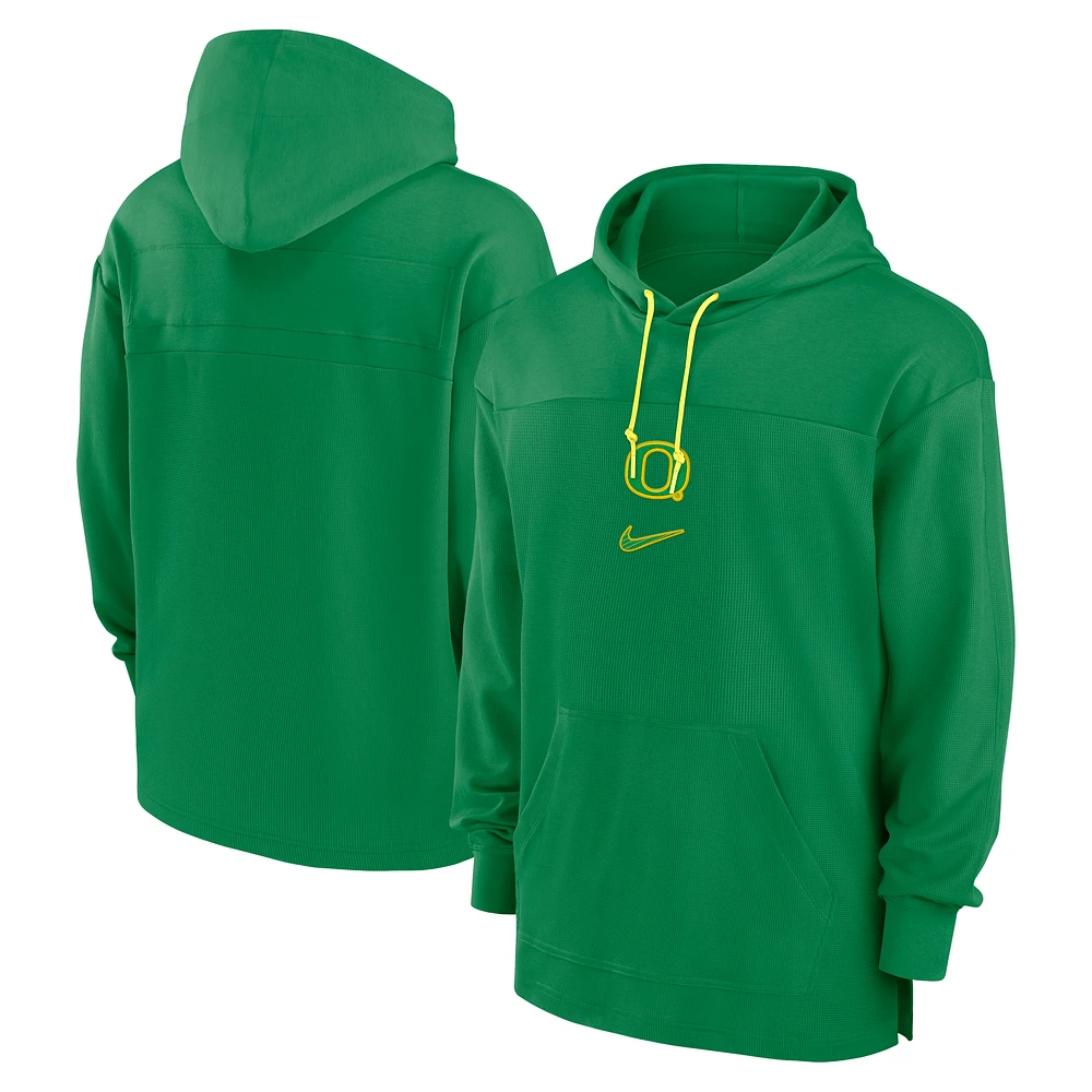 Men's Nike Green Oregon Ducks 2024/25 Sideline Jersey Performance Pullover Hoodie