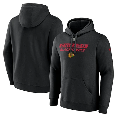 Men's Fanatics  Black Chicago Blackhawks Authentic Pro Core Primary Fleece Pullover Hoodie