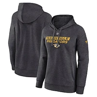 Women's Fanatics  Heather Charcoal Nashville Predators Authentic Pro Core Primary Fleece Pullover Hoodie