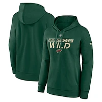 Women's Fanatics  Green Minnesota Wild Authentic Pro Core Primary Fleece Pullover Hoodie