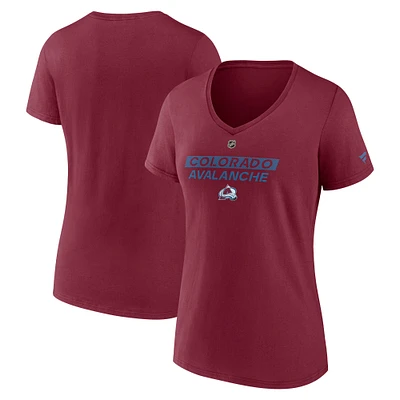 Women's Fanatics  Burgundy Colorado Avalanche Authentic Pro Core Primary V-Neck T-Shirt