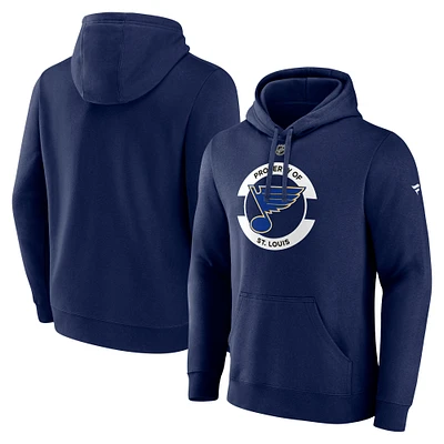 Men's Fanatics  Navy St. Louis Blues Authentic Pro Core Secondary Fleece Pullover Hoodie
