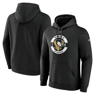 Men's Fanatics  Black Pittsburgh Penguins Authentic Pro Core Secondary Fleece Pullover Hoodie