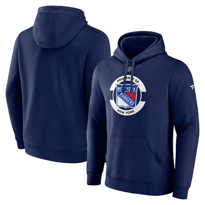 Men's Fanatics  Navy New York Rangers Authentic Pro Core Secondary Fleece Pullover Hoodie