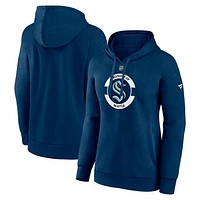 Women's Fanatics  Navy Seattle Kraken Authentic Pro Core Secondary Fleece Pullover Hoodie