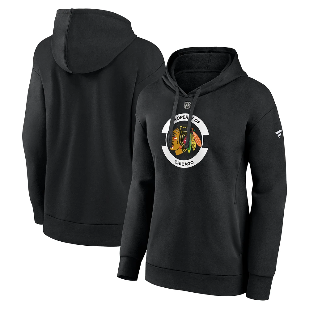 Women's Fanatics  Black Chicago Blackhawks Authentic Pro Core Secondary Fleece Pullover Hoodie