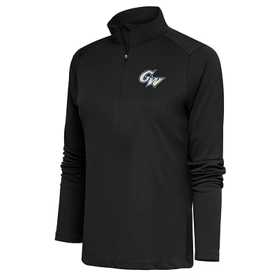 Women's Antigua  Charcoal George Washington University Tribute Half-Zip Pullover Top