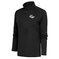 Women's Antigua  Charcoal George Washington University Tribute Half-Zip Pullover Top