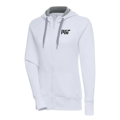 Women's Antigua  White MIT Engineers Victory Full-Zip Hoodie