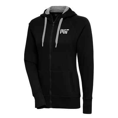 Women's Antigua  Black MIT Engineers Victory Full-Zip Hoodie