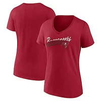 Women's Fanatics Red Tampa Bay Buccaneers Slice Script V-Neck T-Shirt